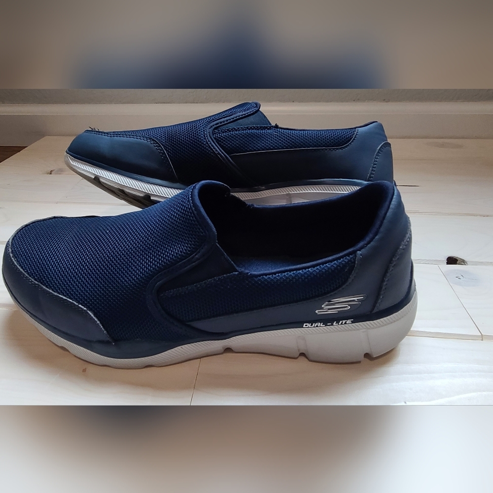 Skechers Men's Dual-Lite Navy Loafers Relaxed Fit Memory Foam